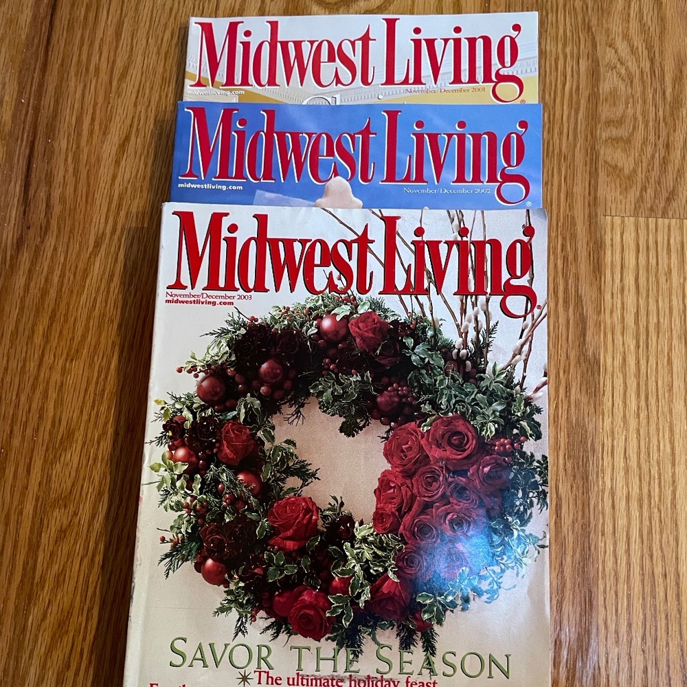 Midwest Living holiday/December magazines 2001, 2002, 2003